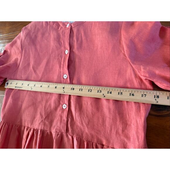 Boho Linen Maxi Dress by HELSOL, Coral, Handmade in Mexico - Picture 11 of 14